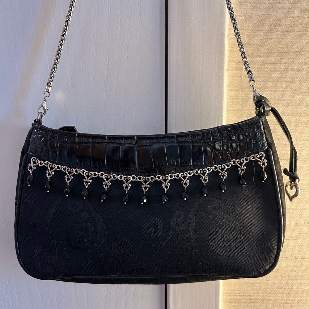Brighton Black Beaded Fringe Crossbody Bag